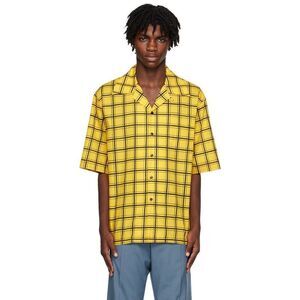 Marni Yellow Plaid Camp Collar Button Down Shirt Size 52 XL NWT Italy $735